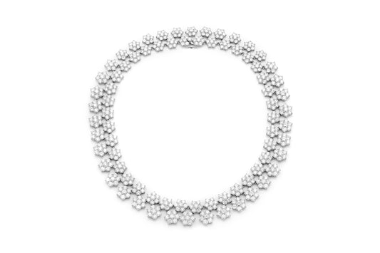 85.54 Carat Diamond Two Row Flowers Collar Necklace