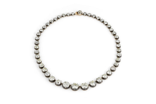 77.20 Carat Old European Cut Diamond Riviera Necklace