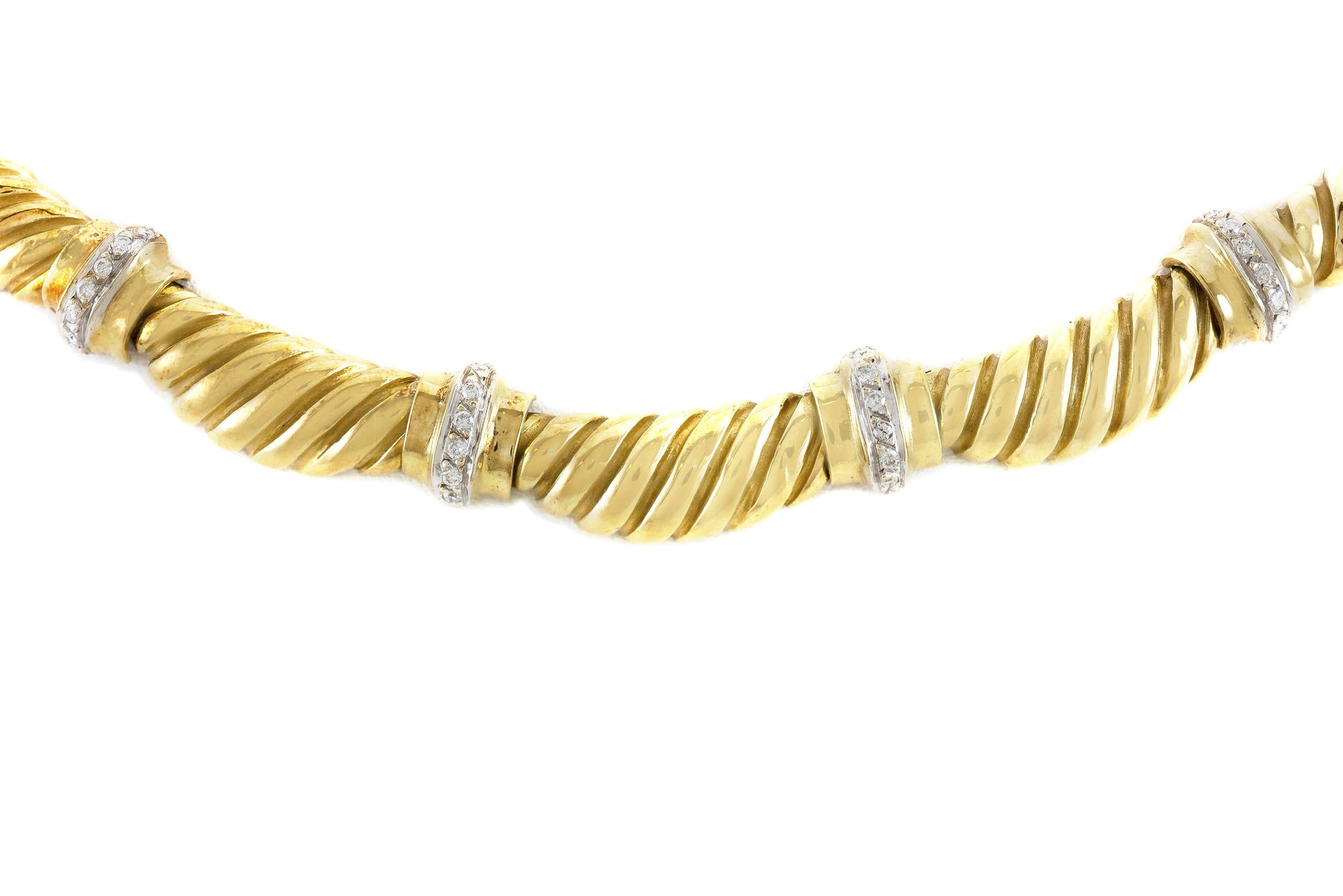 Vintage 1970s Yellow Gold Choker Necklace with Diamonds