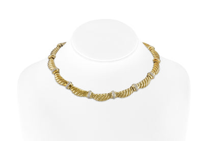 Vintage 1970s Yellow Gold Choker Necklace with Diamonds