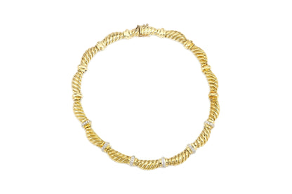 Vintage 1970s Yellow Gold Choker Necklace with Diamonds