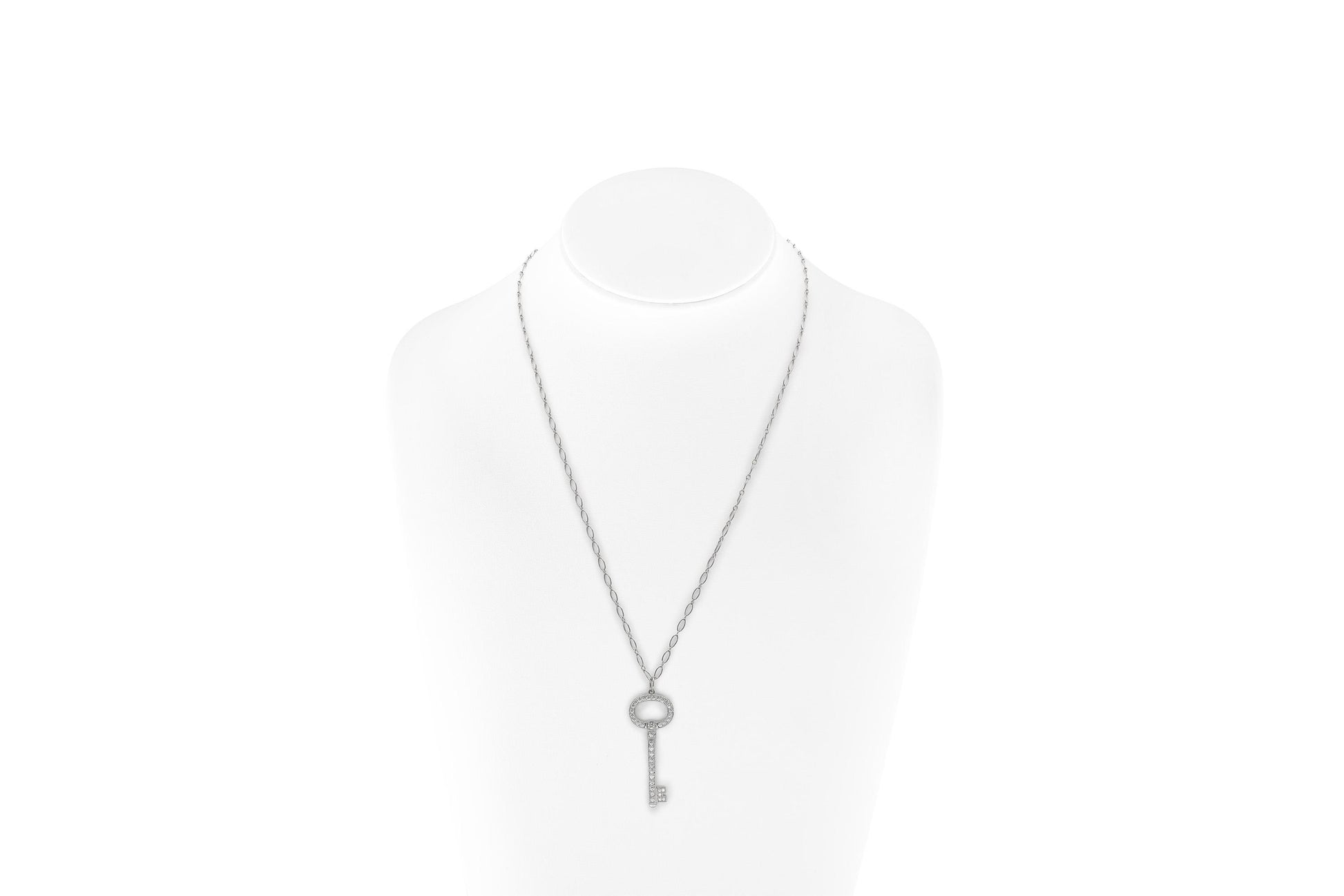 Tiffany & Co. Diamond Oval Key Pendant Necklace