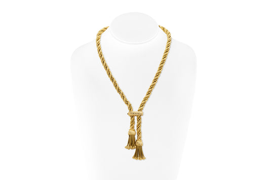 Vintage 1970s Gold Rope Chain Necklace with Tassels