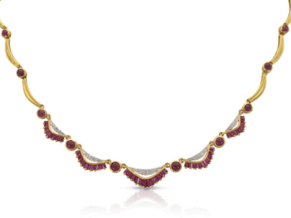 Vintage 1940s Retro Ruby and Diamond Necklace