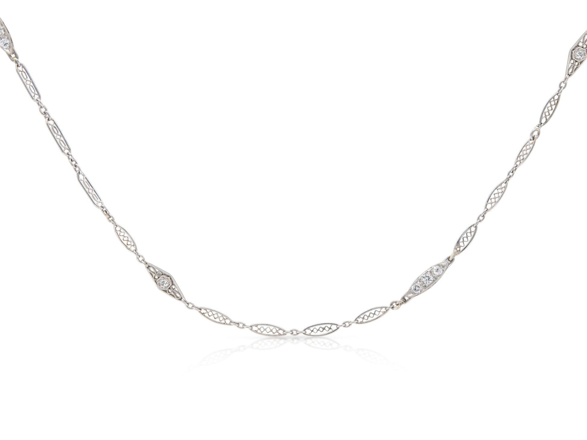 Antique Art Deco 1920s Platinum Chain with Diamonds