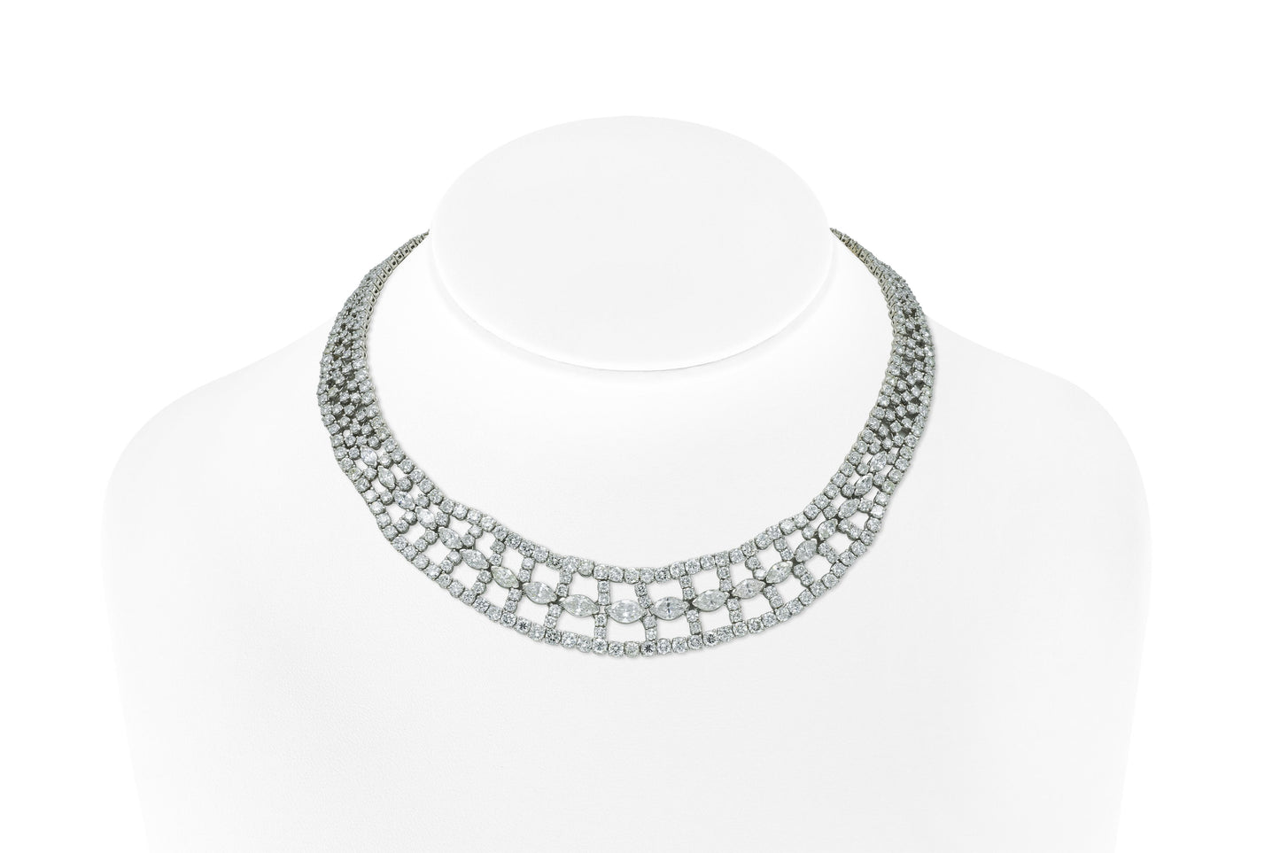 Vintage 1950s 42.00 Carat Diamond Openwork Collar Necklace