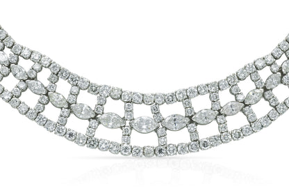 Vintage 1950s 42.00 Carat Diamond Openwork Collar Necklace