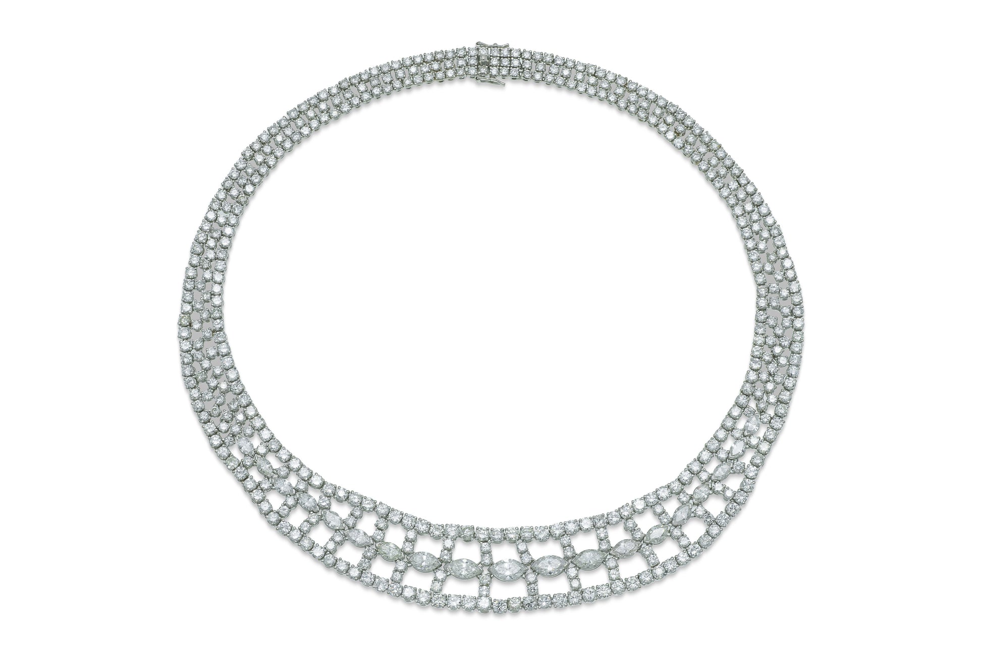 Vintage 1950s 42.00 Carat Diamond Openwork Collar Necklace