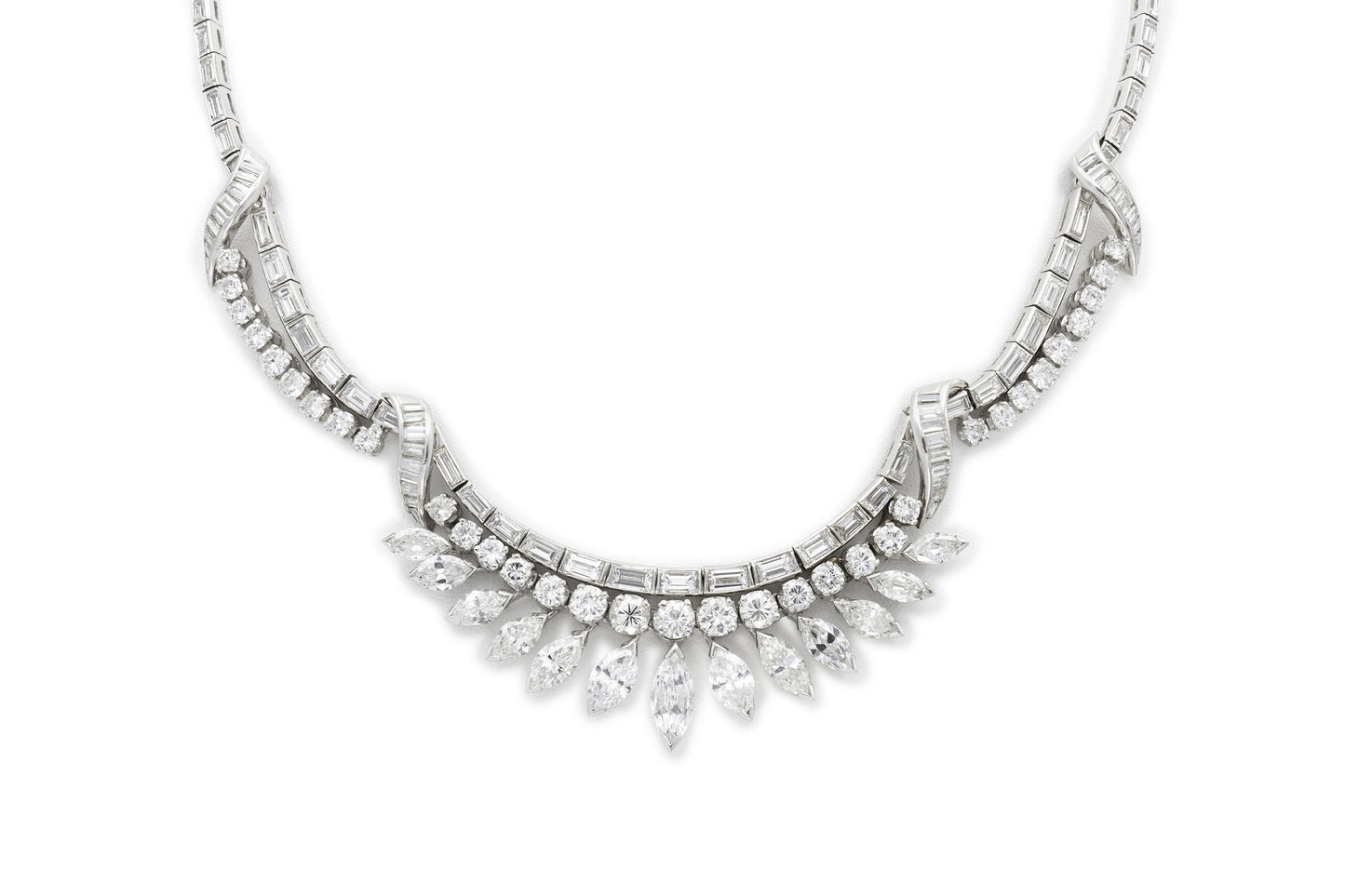 Vintage 1950s 30.00 Carat Multi-Cut Diamond Necklace