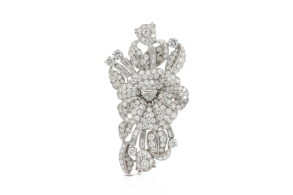 Vintage 1950s 8.00 Carat Diamond Flower Brooch