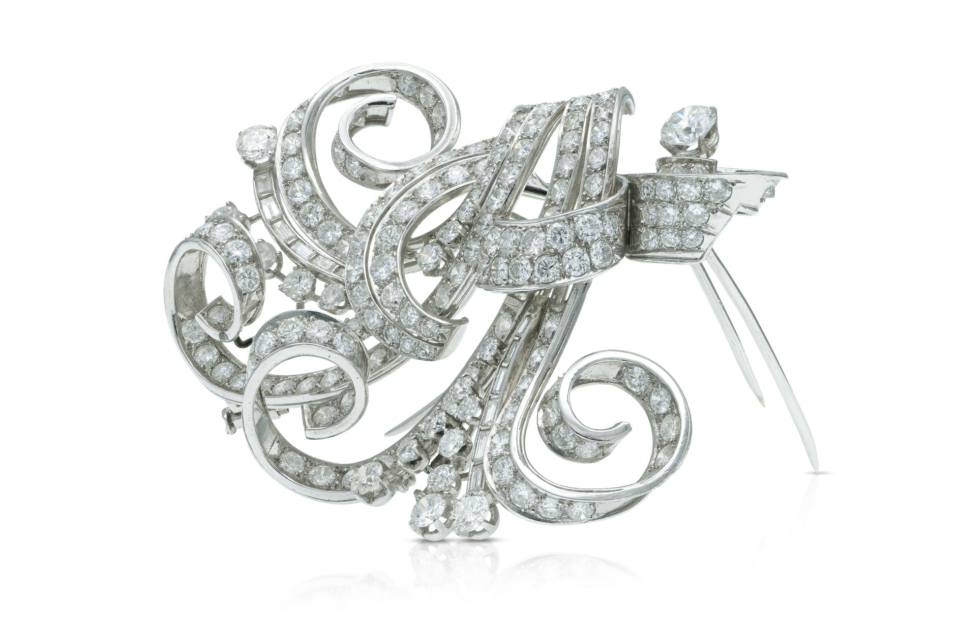 Vintage 1940s 25.00 Carat Diamond Double Clip Brooch