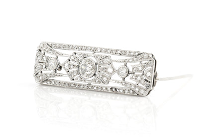 Antique Edwardian 1910s 2.60 Carat Diamond Openwork Brooch