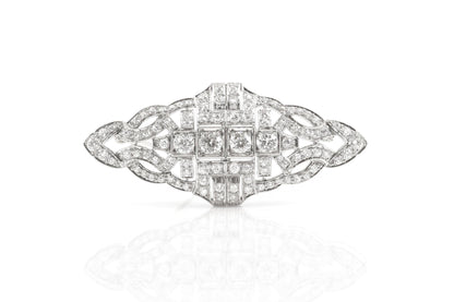Antique Art Deco 1920s 4.00 Carat Diamond Openwork Brooch