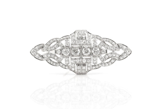 Antique Art Deco 1920s 4.00 Carat Diamond Openwork Brooch