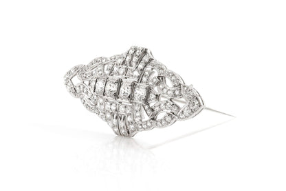 Antique Art Deco 1920s 4.00 Carat Diamond Openwork Brooch