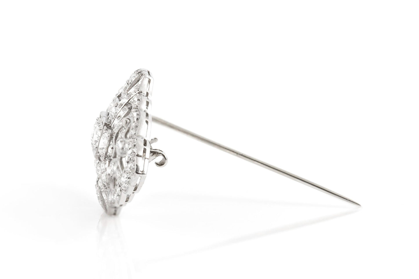 Antique Art Deco 1920s 4.00 Carat Diamond Openwork Brooch