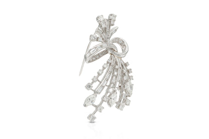 Vintage 1950s 3.50 Carat Diamond Brooch