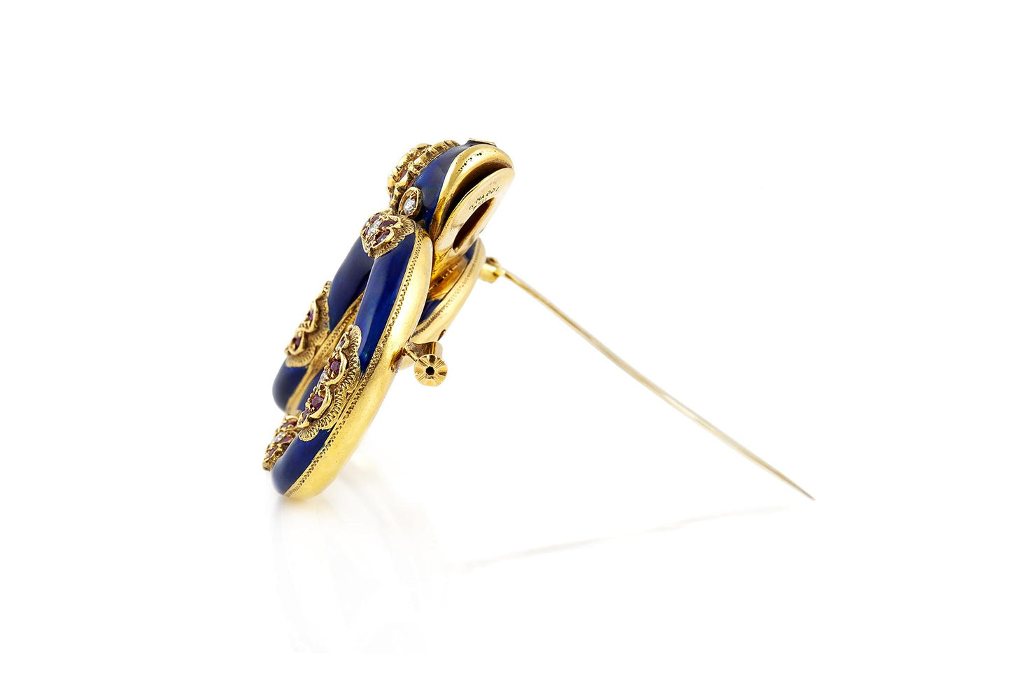 Vintage 1950s Nardi Blue Enamel Snake Brooch