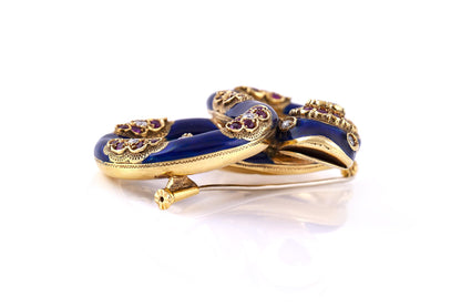 Vintage 1950s Nardi Blue Enamel Snake Brooch