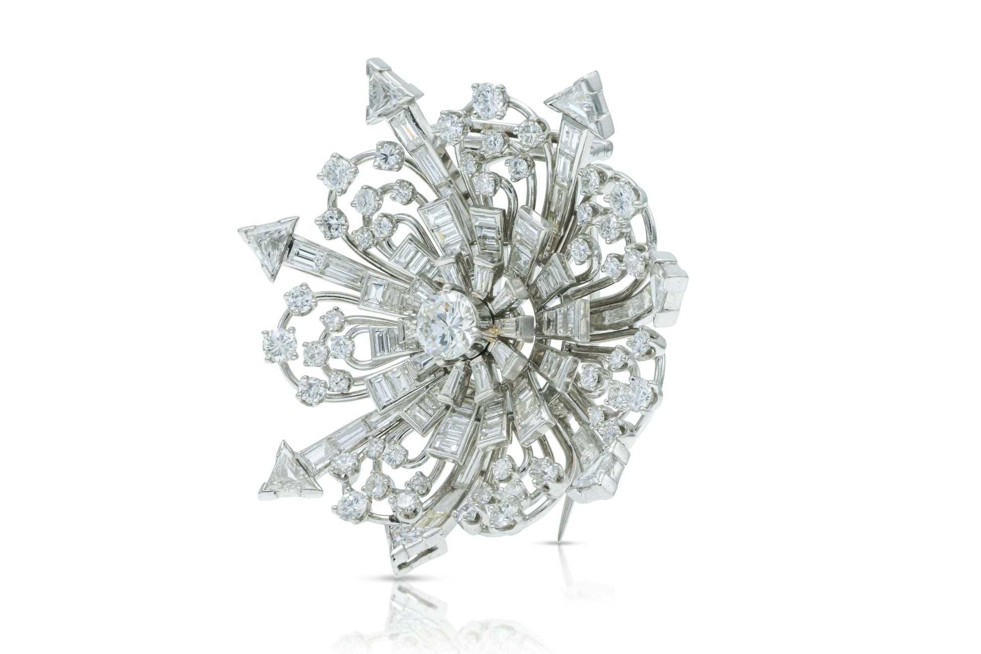 Vintage 1940s 18.46 Carat Diamond Flower Burst Brooch