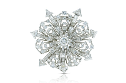 Vintage 1940s 18.46 Carat Diamond Flower Burst Brooch