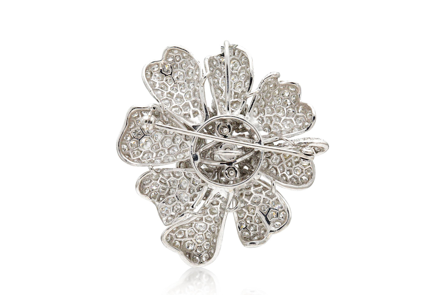 Vintage 1940s 15.00 Carat Diamond Flower Brooch Pendant