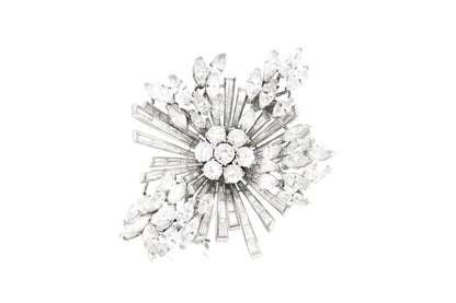 Vintage 1950s 23.00 Carat Diamond Floral Burst Brooch