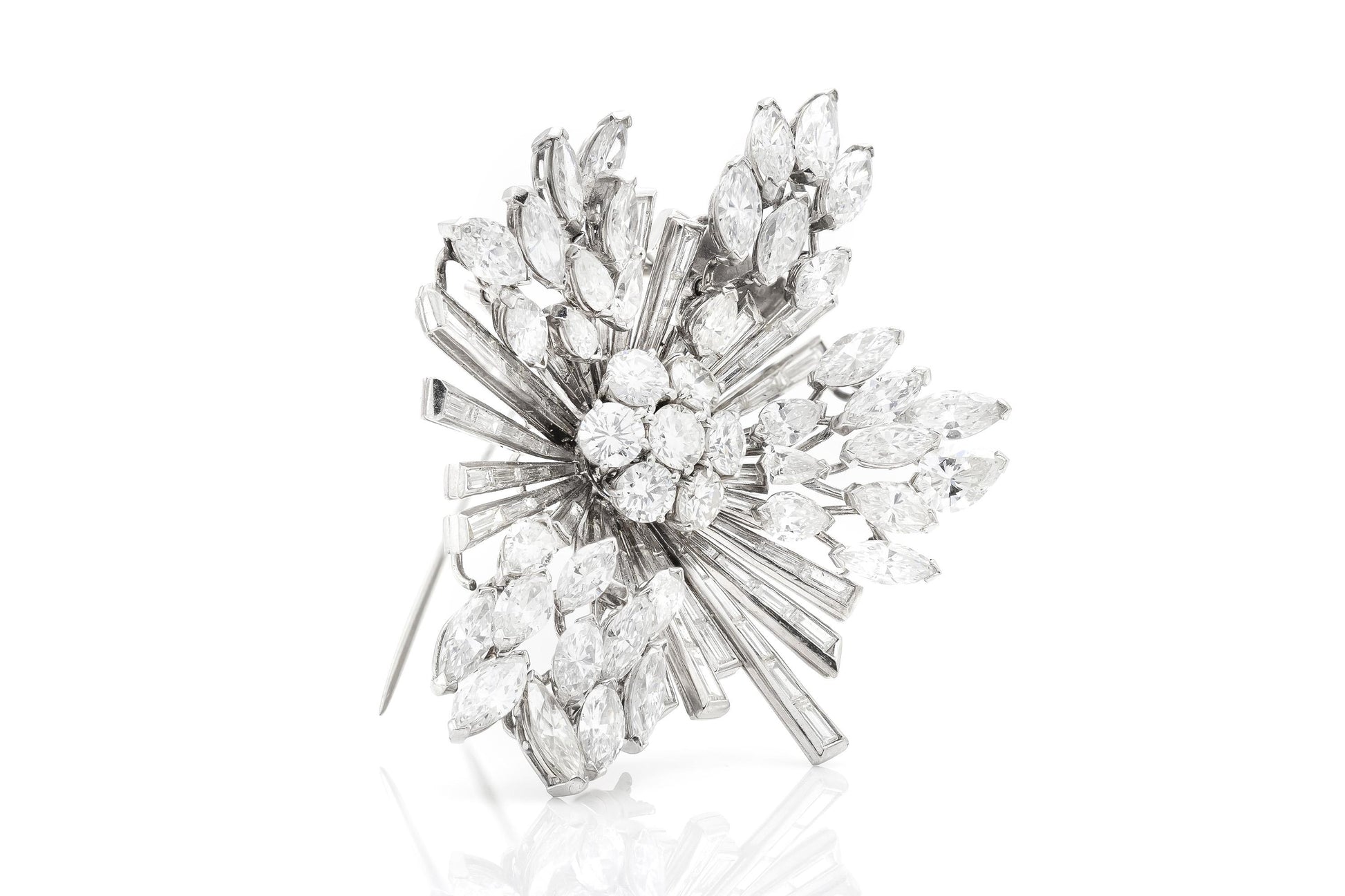 Vintage 1950s 23.00 Carat Diamond Floral Burst Brooch