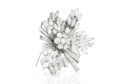 Vintage 1950s 23.00 Carat Diamond Floral Burst Brooch