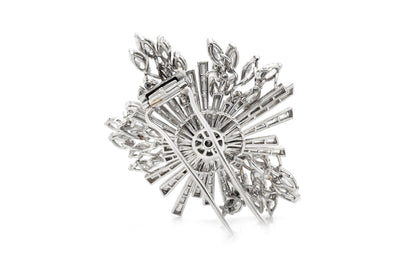 Vintage 1950s 23.00 Carat Diamond Floral Burst Brooch