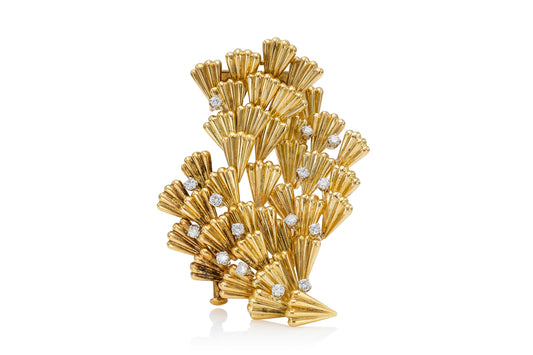 Vintage 1960s Gubelin Gold Brooch with Diamonds