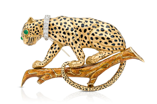 Vintage 1970s David Webb Leopard Brooch