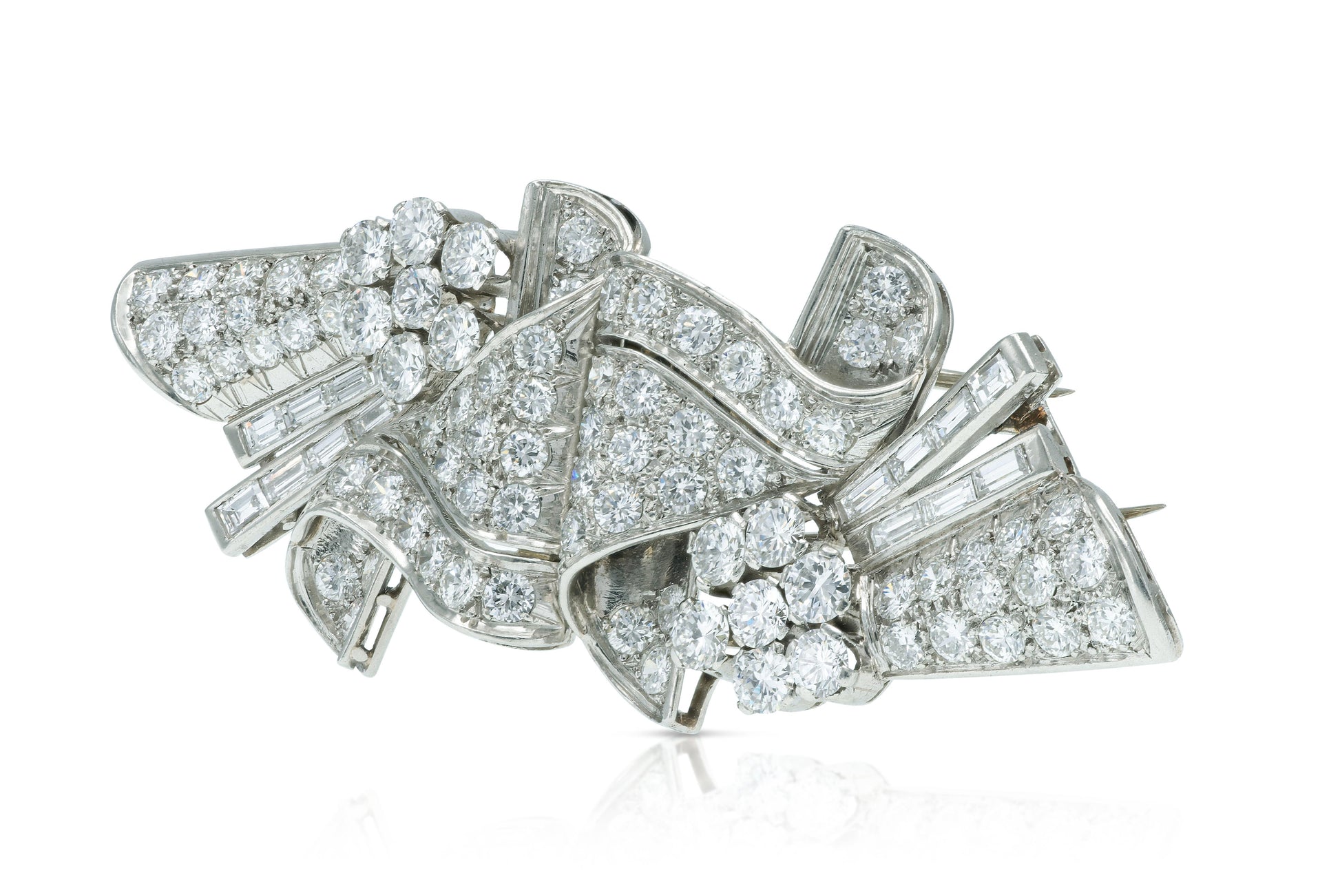 Vintage 1950s 12.00 Carat Diamond Double Clip Brooch