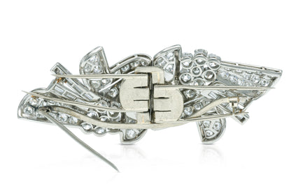 Vintage 1950s 12.00 Carat Diamond Double Clip Brooch