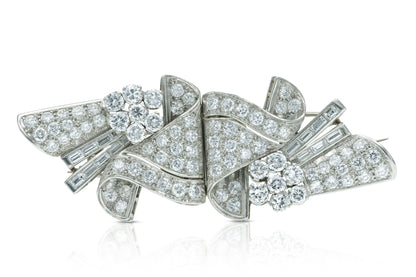 Vintage 1950s 12.00 Carat Diamond Double Clip Brooch