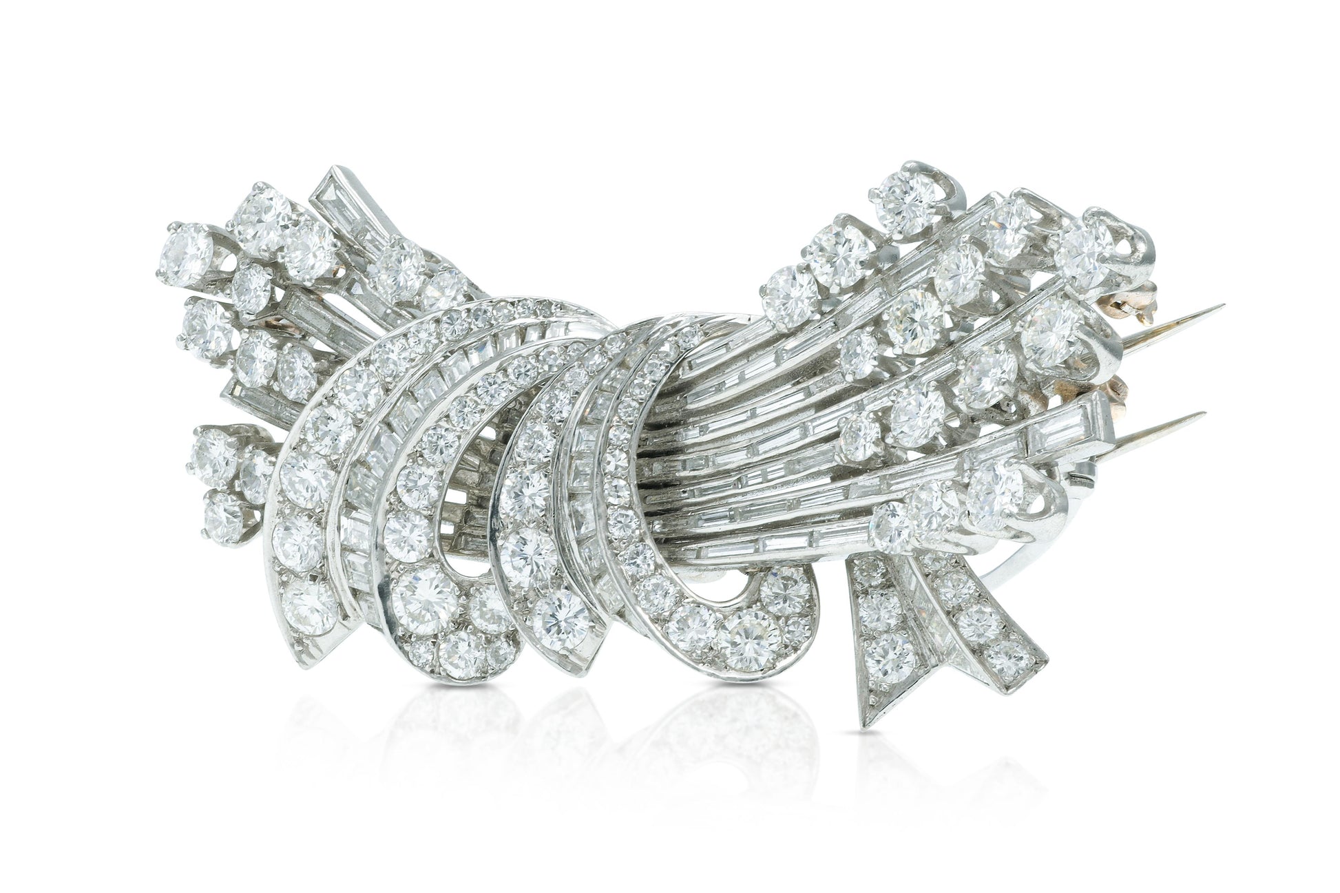 Vintage 1950s 20.00 Carat Diamond Double Clip Brooch