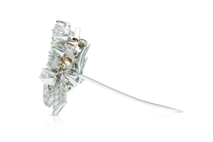 Vintage 1950s 20.00 Carat Diamond Double Clip Brooch