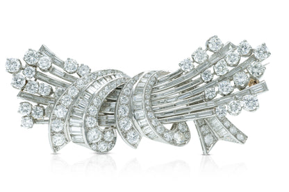 Vintage 1950s 20.00 Carat Diamond Double Clip Brooch