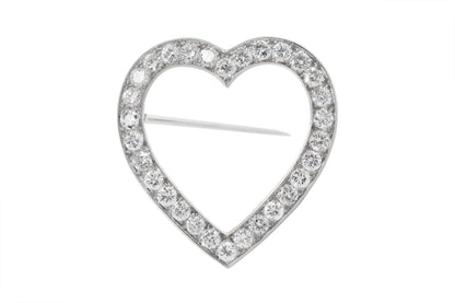 Vintage 1950s Tiffany & Co. 3.00 Carat Diamond Heart Pin