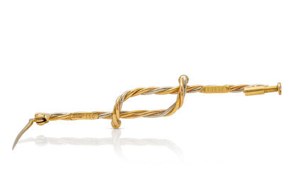 Vintage 1950s Cartier Two Tone Twisted Rope Brooch with Diamonds