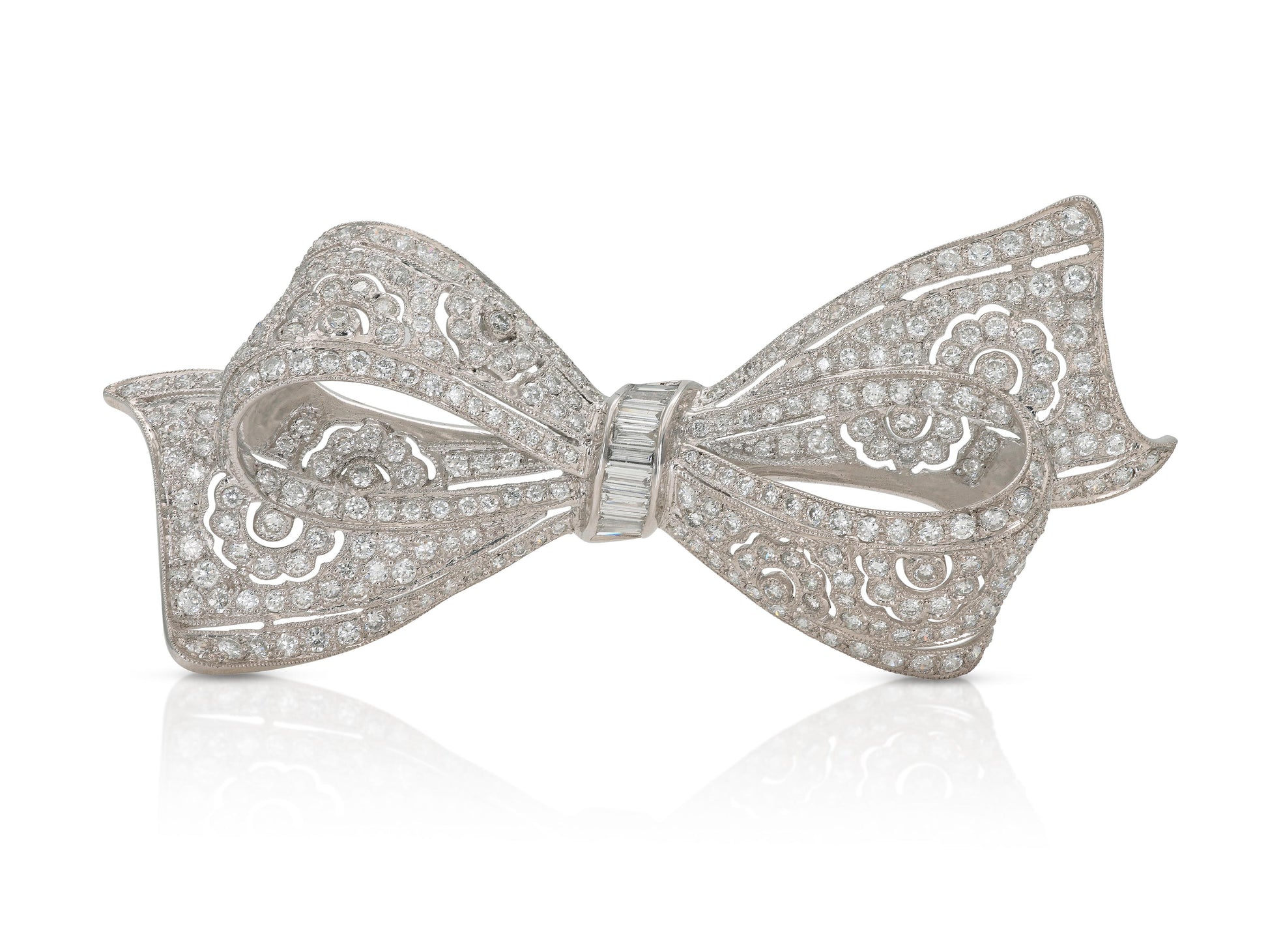 4.00 Carat Diamond Bow Brooch Pendant