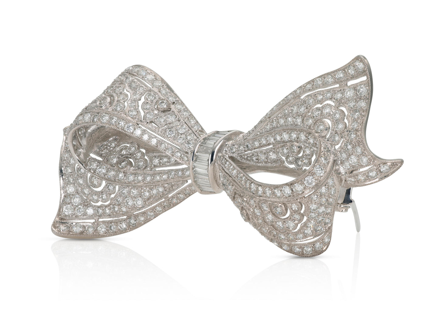 4.00 Carat Diamond Bow Brooch Pendant