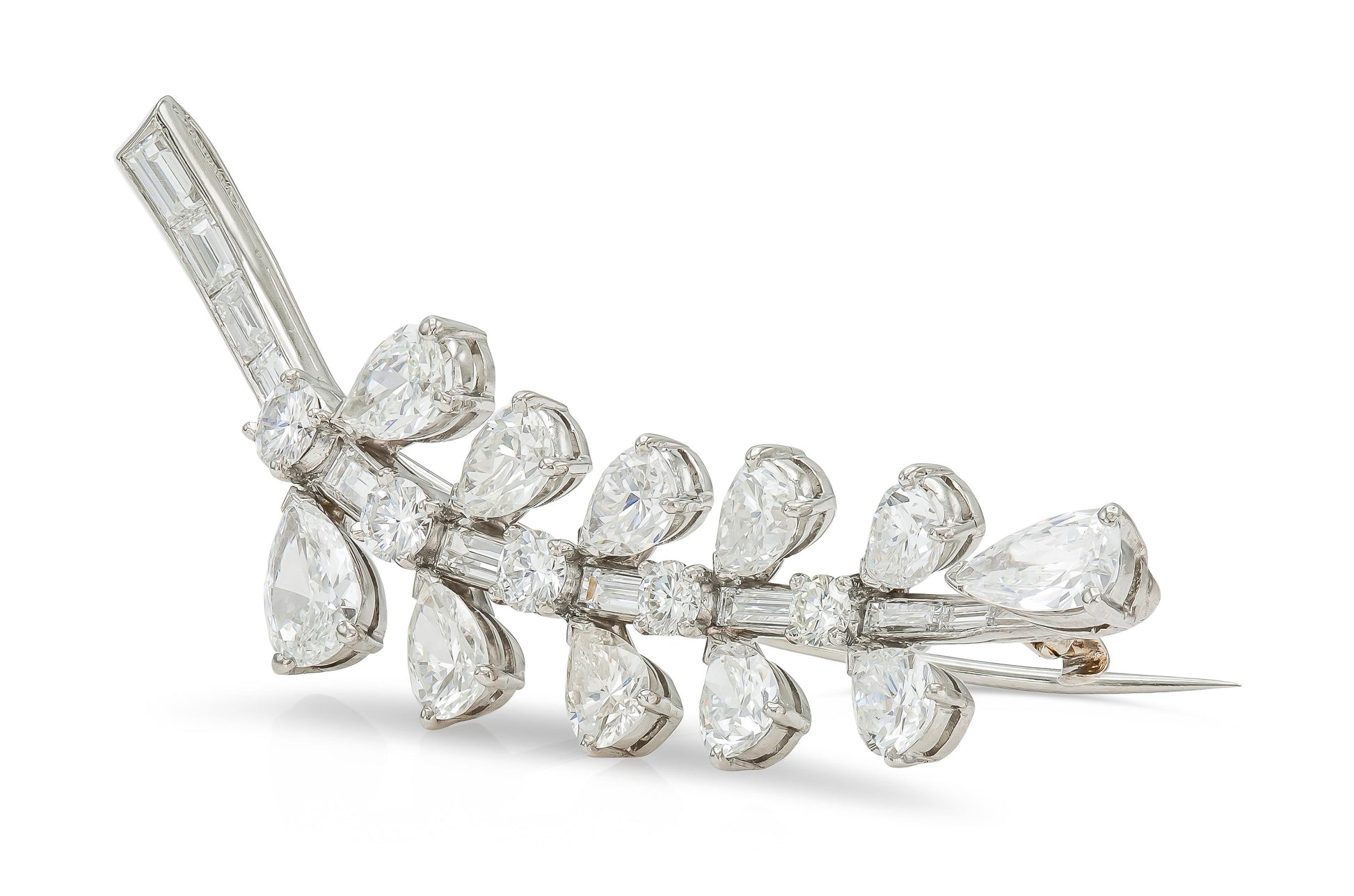 Vintage 1950s Oscar Heyman 8.00 Carat Diamond Leaf Brooch