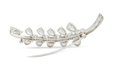 Vintage 1950s Oscar Heyman 8.00 Carat Diamond Leaf Brooch