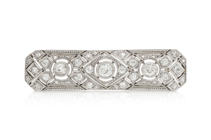 Art Deco 1930s 1.40 Carat Diamond Brooch