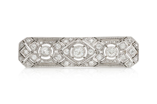 Art Deco 1930s 1.40 Carat Diamond Brooch