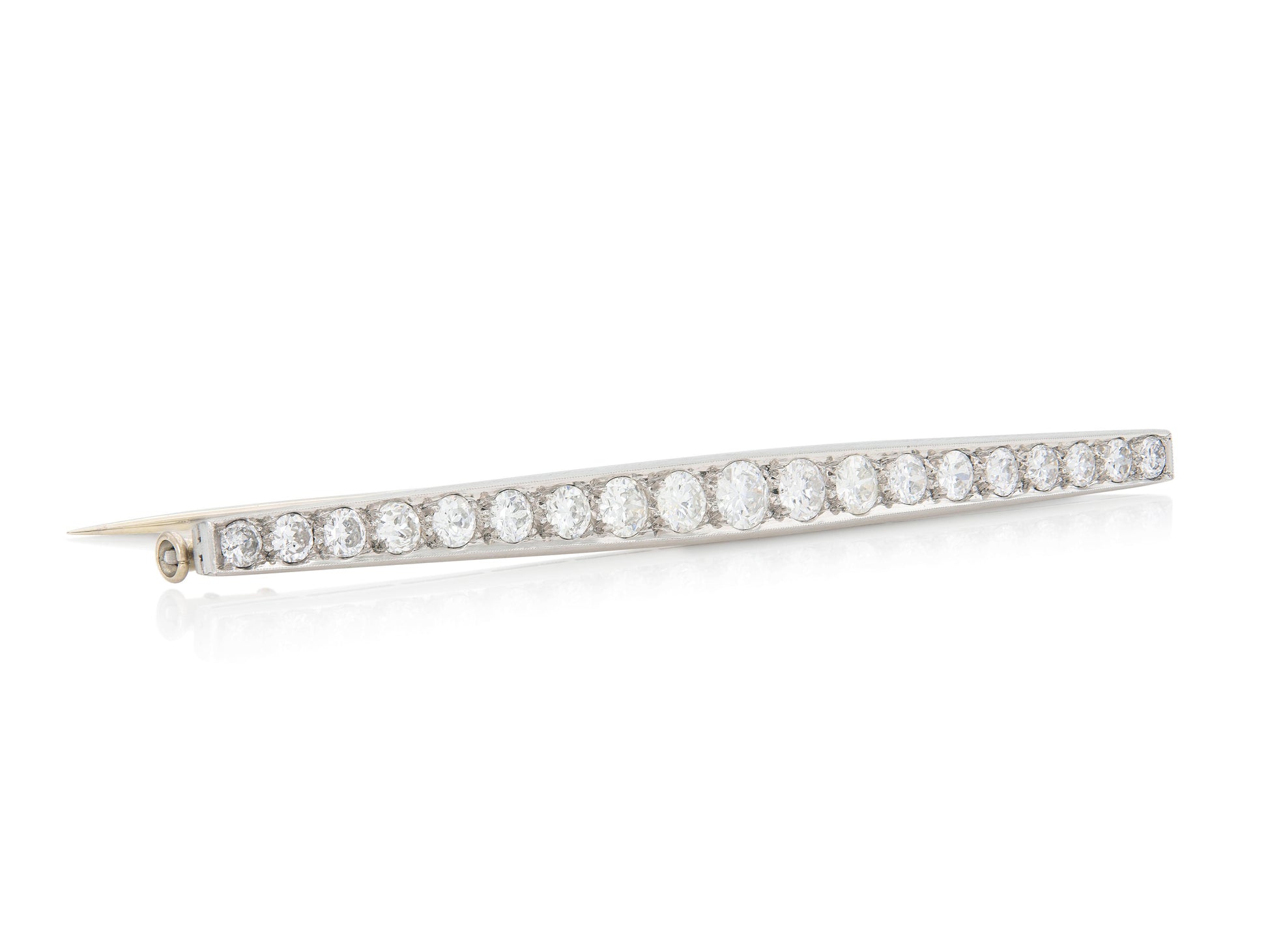 Antique Art Deco 1930s 3.50 Carat Diamond Bar Pin