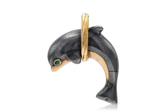 Vintage 1980s Cartier Hematite Dolphin Pendant