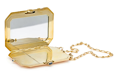 Vintage 1940s Cartier Retro Gold Compact with Sapphires