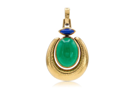 Vintage 1970s David Webb Chrysoprase and Sodalite Pendant